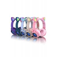 Karler Bass JR028 RGB Işıklı Kablosuz Kedi Kulaklık - Pembe