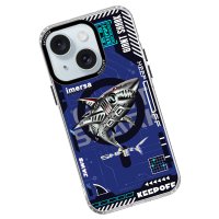 Keep Off iPhone 15 DNA Magsafe Kapak - Men Eating Shark