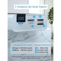 Konfulon A19 Dijital Ekranlı Powerbank 30.000 mAh Hızlı Şarj - Beyaz