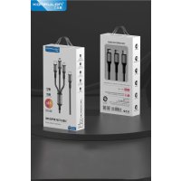 Konfulon DC62 3in1 Type-C to 60W Type-C / 12W Lightning / 15W Micro 1.2M Hızlı Şarj Kablo - Siyah