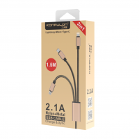 Konfulon S46 3in1 USB Kablo 1.5M 2A - Gold