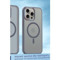 Movenchy iPhone 14 Pro Max Kılıf Radyant Magsafe Kapak - Titan Gri