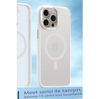 Movenchy iPhone 15 Pro Kılıf Radyant Magsafe Kapak - Beyaz