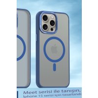 Movenchy iPhone 15 Pro Kılıf Radyant Magsafe Kapak - Lacivert