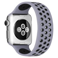 Newface Apple Watch 38mm Ayarlı Delikli Silikon Kordon - Gri-Siyah