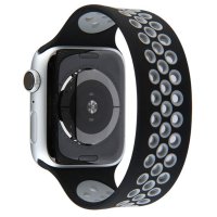 Newface Apple Watch 38mm Ayarlı Delikli Silikon Kordon - Siyah-Gri