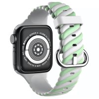 Newface Apple Watch 38mm Çizgili Kordon - Yeşil-Beyaz