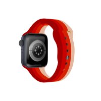 Newface Apple Watch 38mm Gökkuşağı Org Kordon - Bordo-Krem