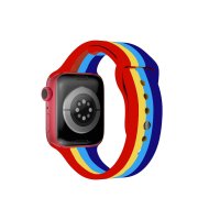 Newface Apple Watch 38mm Gökkuşağı Org Kordon - Kırmızı-Mavi