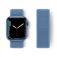 Newface Apple Watch 38mm Hasırlı Cırtcırtlı Kordon - Mavi