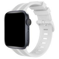 Newface Apple Watch 38mm KR408 Çizgili Silikon Kordon - Beyaz