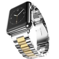 Newface Apple Watch 38mm Metal Baklalı Kordon - Gümüş-Gold