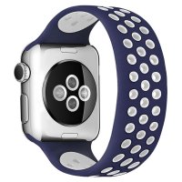 Newface Apple Watch 40mm Ayarlı Delikli Silikon Kordon - Lacivert-Beyaz