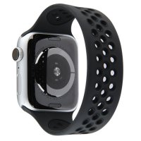 Newface Apple Watch 40mm Ayarlı Delikli Silikon Kordon - Siyah-Siyah