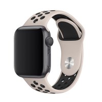 Newface Apple Watch 38mm Spor Delikli Kordon - Açık Gri-Siyah