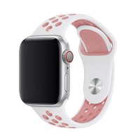 Newface Apple Watch 40mm Spor Delikli Kordon - Beyaz-Pembe