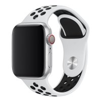 Newface Apple Watch 38mm Spor Delikli Kordon - Beyaz-Siyah