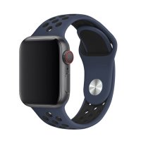 Newface Apple Watch 41mm Spor Delikli Kordon - Mavi-Siyah
