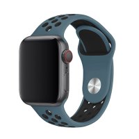 Newface Apple Watch 41mm Spor Delikli Kordon - Petrol Mavisi-Siyah