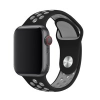 Newface Apple Watch 38mm Spor Delikli Kordon - Siyah-Gri
