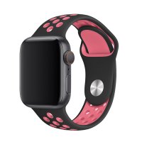Newface Apple Watch 41mm Spor Delikli Kordon - Siyah-Pembe