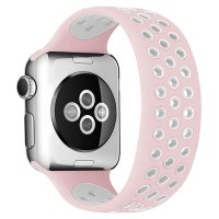 Newface Apple Watch 41mm Ayarlı Delikli Silikon Kordon - Pembe-Beyaz