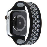 Newface Apple Watch 41mm Ayarlı Delikli Silikon Kordon - Siyah-Gri