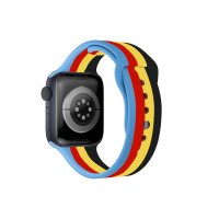 Newface Apple Watch 41mm Gökkuşağı Org Kordon - Siyah-Mavi