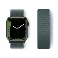 Newface Apple Watch 41mm Hasırlı Cırtcırtlı Kordon - Mavi-Yeşil