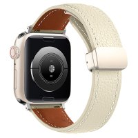 Newface Apple Watch 41mm KR414 Daks Deri Kordon - Beyaz