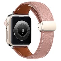 Newface Apple Watch 41mm KR414 Daks Deri Kordon - Pembe