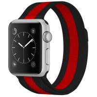 Newface Apple Watch 41mm Metal Mıknatıslı Kordon - Siyah-Kırmızı