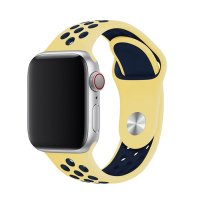 Newface Apple Watch 41mm Spor Delikli Kordon - Açık Sarı-Siyah