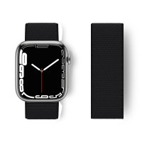 Newface Apple Watch 42mm Hasırlı Cırtcırtlı Kordon - Siyah