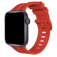 Newface Apple Watch 42mm KR408 Çizgili Silikon Kordon - Kırmızı