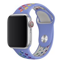 Newface Apple Watch 42mm Spor Delikli Gökkuşağı Kordon - Lila