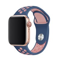 Newface Apple Watch Ultra 49mm Spor Delikli Kordon - Lacivert-Pembe