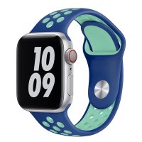 Newface Apple Watch 45mm Spor Delikli Kordon - Lacivert-Turkuaz