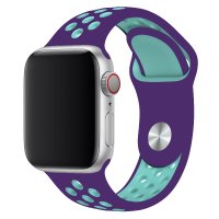Newface Apple Watch 45mm Spor Delikli Kordon - Mor-Yeşil