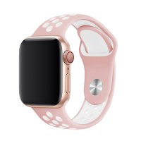 Newface Apple Watch 44mm Spor Delikli Kordon - Pembe-Beyaz