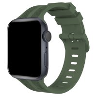 Newface Apple Watch 44mm KR408 Çizgili Silikon Kordon - Koyu Yeşil