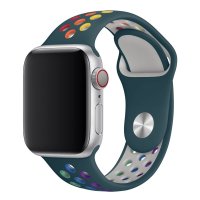 Newface Apple Watch 44mm Spor Delikli Gökkuşağı Kordon - Lacivert