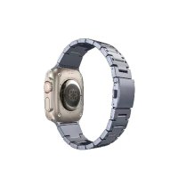 Newface Apple Watch 45mm İron Metal Baklalı Kordon - Gri