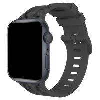 Newface Apple Watch 45mm KR408 Çizgili Silikon Kordon - Koyu Gri