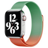Newface Apple Watch 45mm Metal Mıknatıslı Kordon - Turuncu-Yeşil