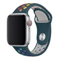 Newface Apple Watch 45mm Spor Delikli Gökkuşağı Kordon - Lacivert