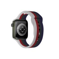 Newface Apple Watch Ultra 49mm Gökkuşağı Org Kordon - Beyaz-Lacivert