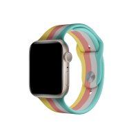 Newface Apple Watch Ultra 49mm Gökkuşağı Org Kordon - Mavi-Sarı