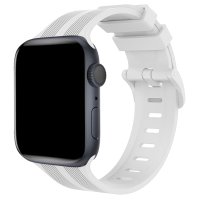 Newface Apple Watch Ultra 49mm KR408 Çizgili Silikon Kordon - Beyaz
