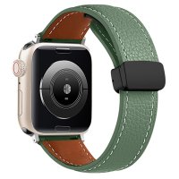 Newface Apple Watch Ultra 49mm KR414 Daks Deri Kordon - Koyu Yeşil